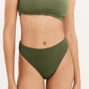 J. Crew Textured high-rise cheeky bikini bottom women’s size medium
